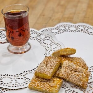 Nazuk cookie, puff pastry with honey – 1 lb | شیرینی نازک کنجدی و ساده